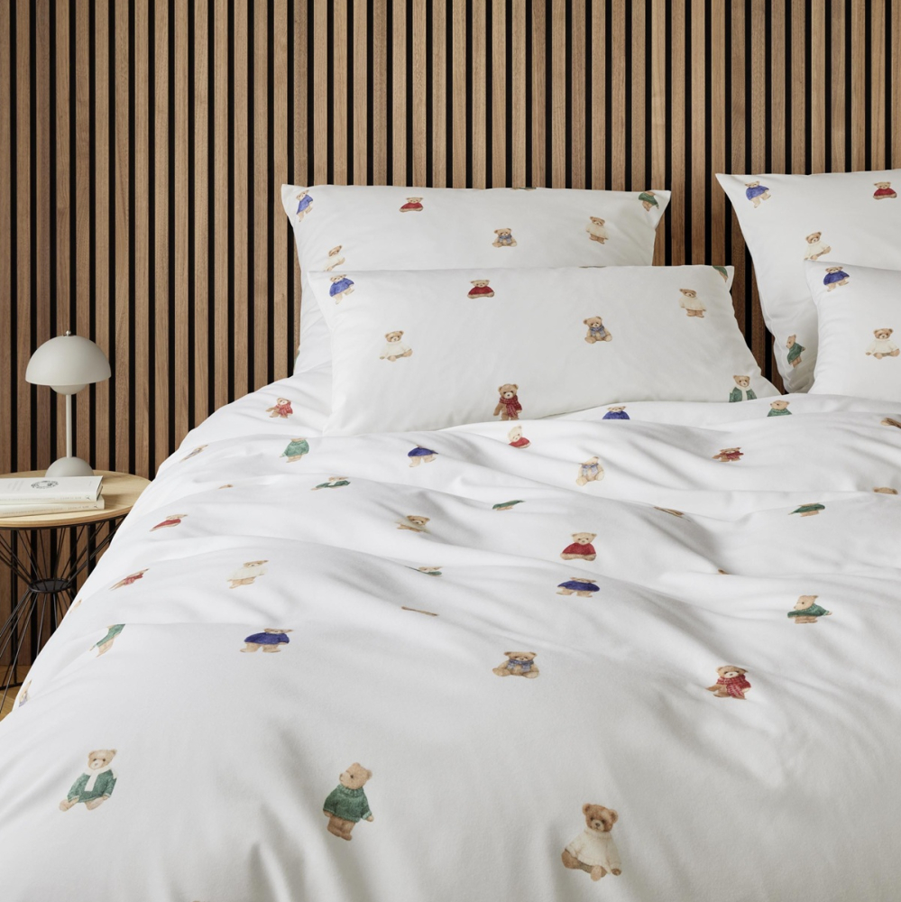 elegante Soft- Flanell Bettwäsche 'Teddy' 135 x 200 cm Weiß